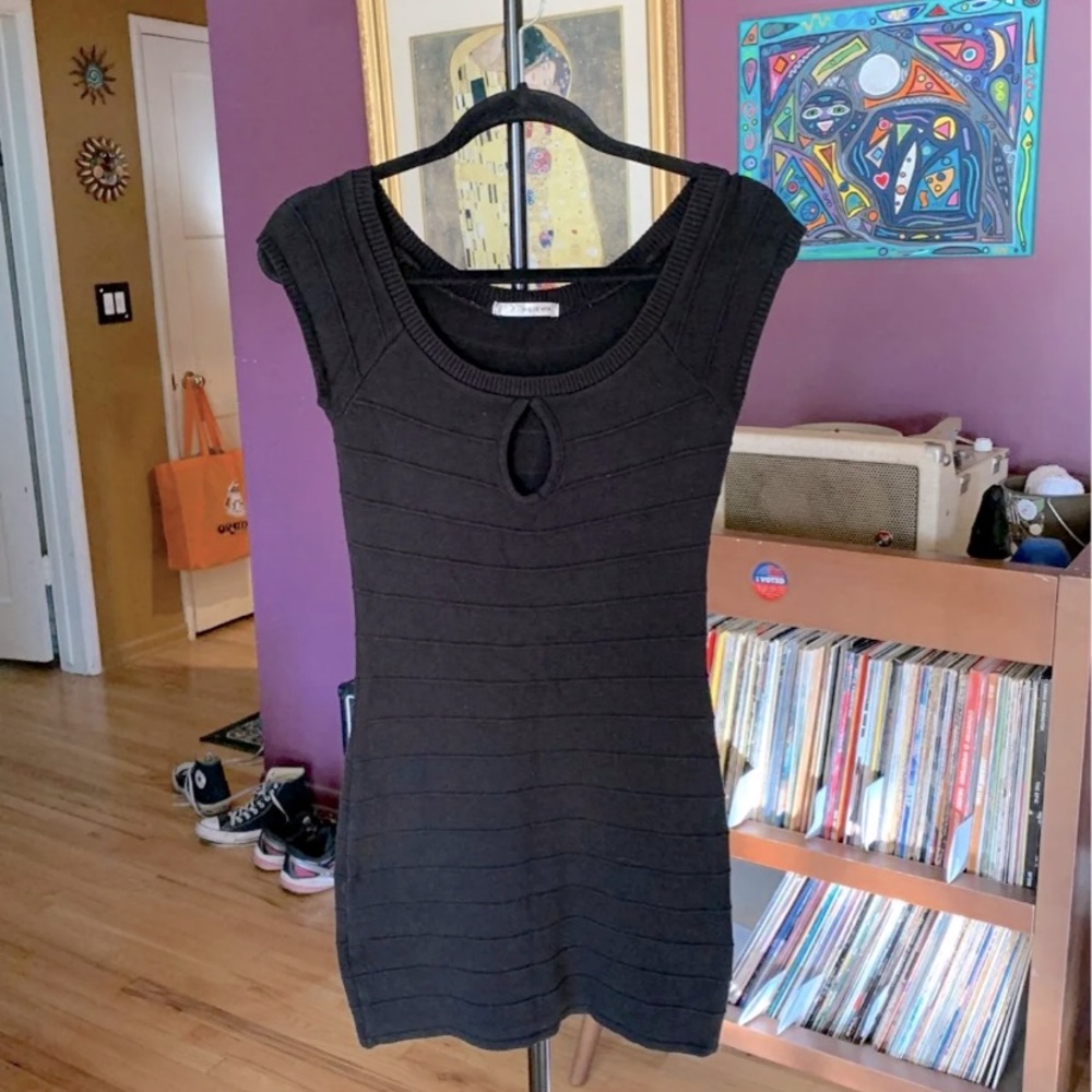 Sexy Ribbed knit black stretchy Dress